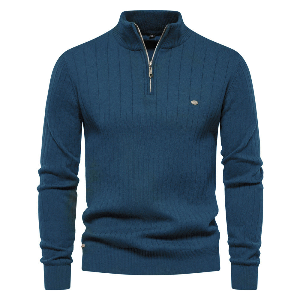 Herren Pullover mit halbem Reißverschluss und Rippstruktur EB
