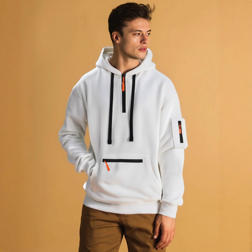 Herren sportlicher Hoodie mit praktischen Taschen und modischem Reißverschluss EB