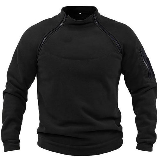 Herren Thermo-Fleecepullover mit hochschließendem Kragen und praktischen Taschen EB