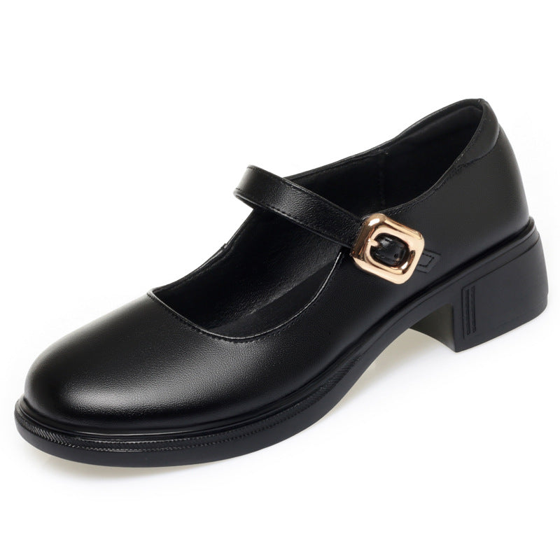 Damen Mary Jane Pumps mit elegantem Riemen und komfortablem Blockabsatz EB