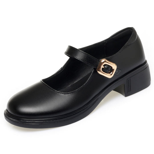 Damen Mary Jane Pumps mit elegantem Riemen und komfortablem Blockabsatz EB