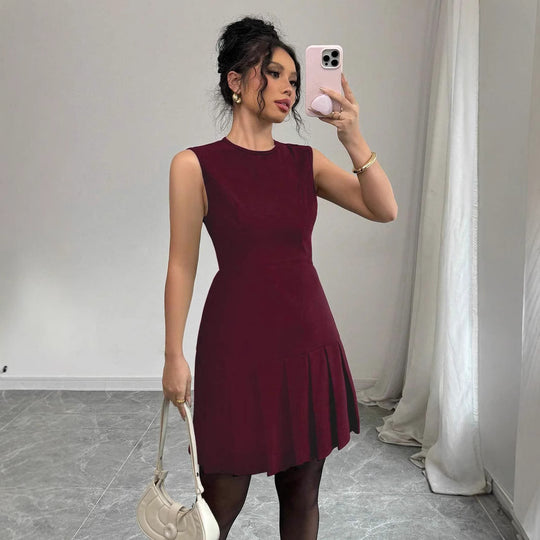 Damen Plissiertes Minikleid mit figurbetonter Silhouette EB