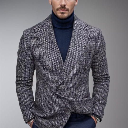 Herren modischer doppelreihiger Blazer mit feinem Strukturdesign EB