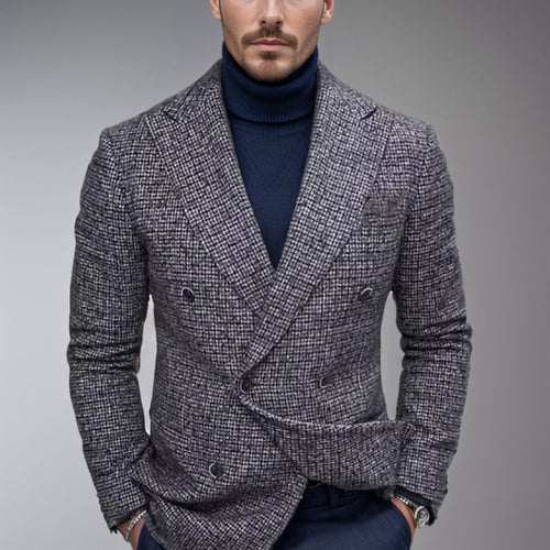 Herren modischer doppelreihiger Blazer mit feinem Strukturdesign EB