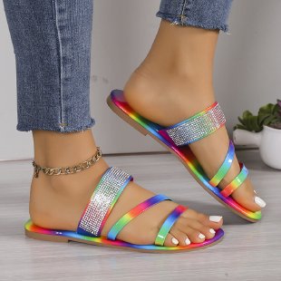 Damen Riemchen-Pantoletten mit glitzernden Akzenten EB