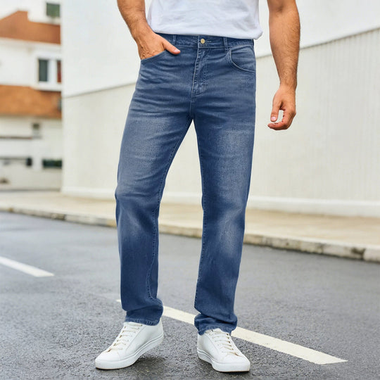 Herren nan lässige Straight-Leg-Jeans mit mittlerer Bundhöhe und Komfortstretch EB