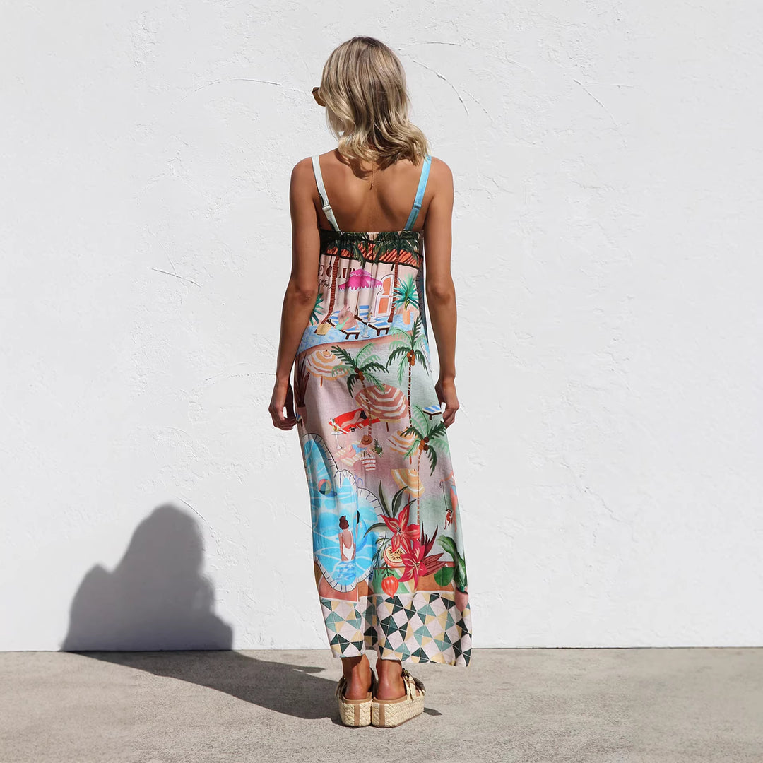 Damen Sommerliches Maxikleid mit buntem Print und luftiger Passform EB