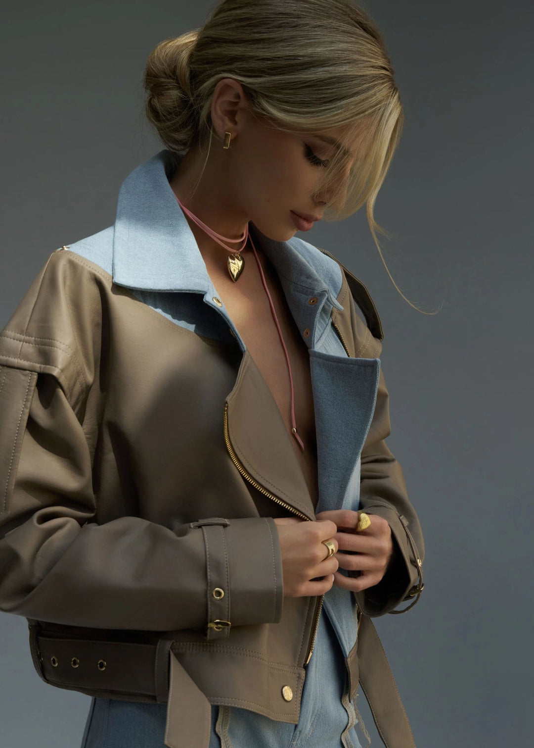 EB | Zweifarbige Kunstlederjacke