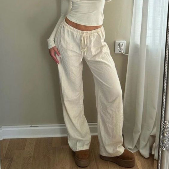 Damen nan weite Jogginghose mit hohem Bund Tunnelzug und Palazzo-Silhouette EB