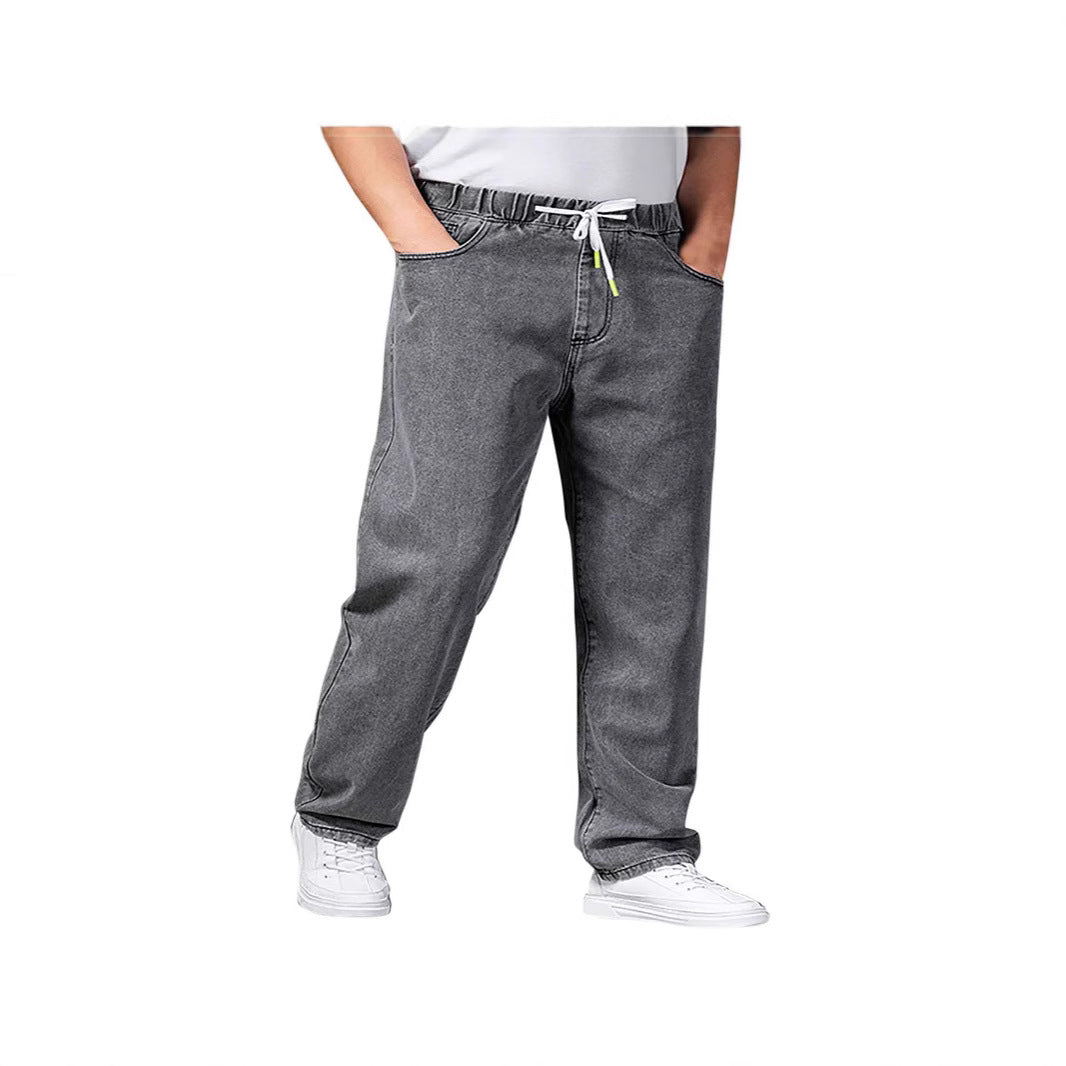 Herren nan weitenverstellbare Denim Jogginghose mit elastischem Bund und Kordelzug EB