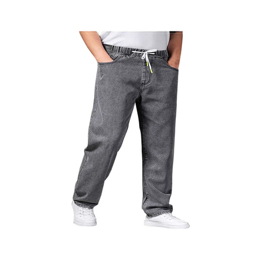 Herren nan weitenverstellbare Denim Jogginghose mit elastischem Bund und Kordelzug EB