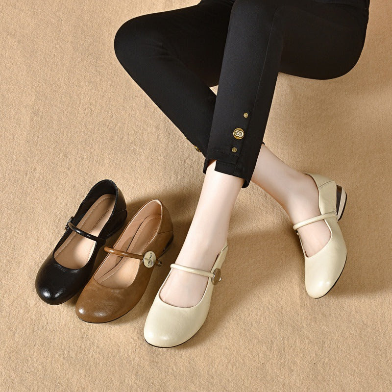 Damen elegante Mary Jane Ballerinas mit herausnehmbarem Fußbett und komfortablem Blockabsatz EB