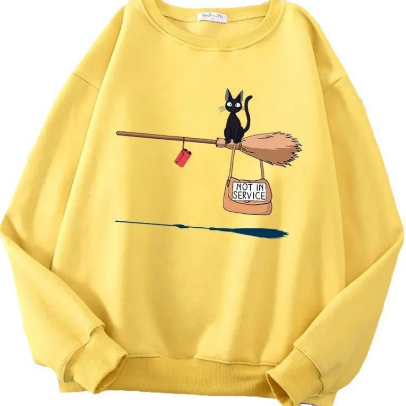 Damen Sweatshirt mit kreativem Katzenmotiv EB