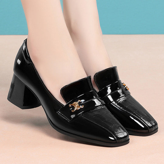 Damen Elegante Blockabsatz-Pumps mit modischem Rüschendesign EB