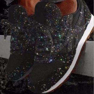 Damen Glitzernde Sport Sneakers EB