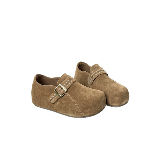 Damen Clogs aus hochwertigem Wildleder mit dekorativem Schnallenverschluss EB