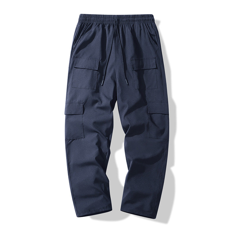 Herren Cargo-Freizeithose mit elastischem Bund, Tunnelzug und Mehrfach-Klappentaschen EB