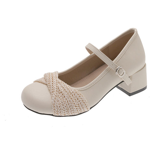 Damen Ballerinas mit elegantem Riemen und raffiniertem Strickdetail EB