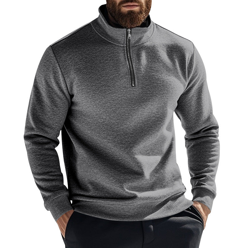 Herren nan thermischer Halbzip-Pullover mit Stehkragen und wärmendem Fleece-Innenfutter EB
