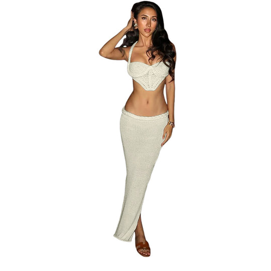 Damen Strickoberteil und Maxi-Rock Set EB