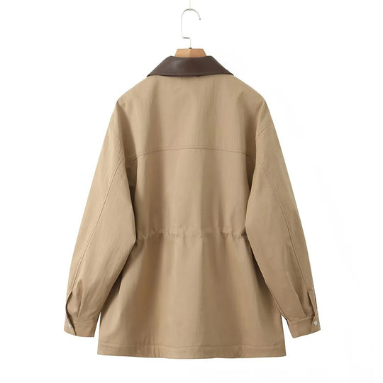 Damen Windbreaker Jacke mit bequemer Tailleinstellung und extra großen Taschen EB