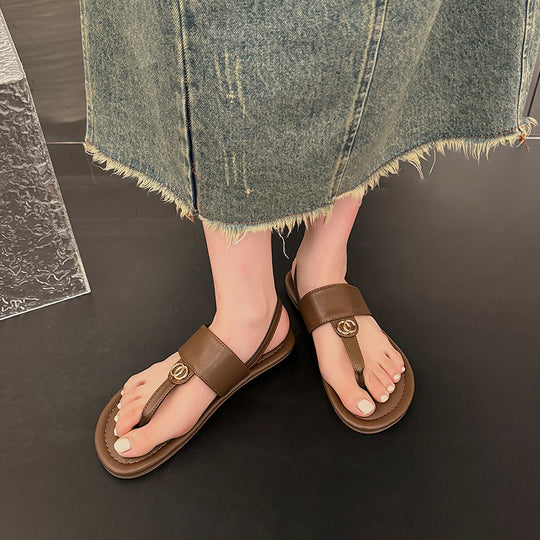 Damen Zehentrenner-Sandalen mit modischem Riemendesign und verstellbarem Riemen EB