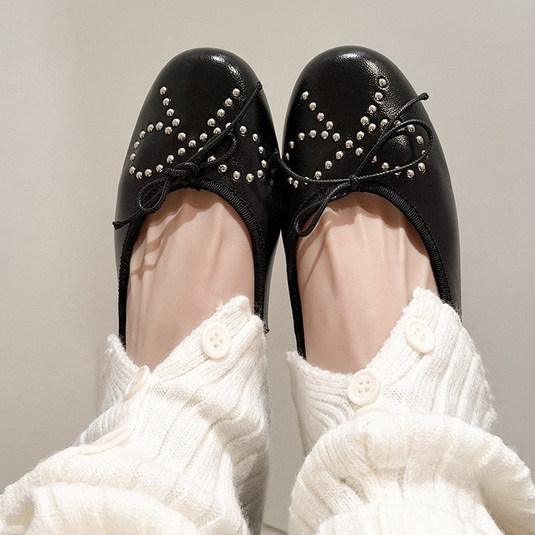 Damen Ballerinas mit schimmerndem Metallic-Obermaterial und Zierperlen EB
