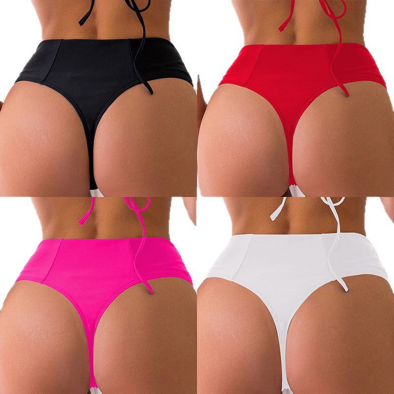 Damen Hoch geschnittene Bikini-Hose mit figurformendem Schnitt und seitlichen Bindebändern EB
