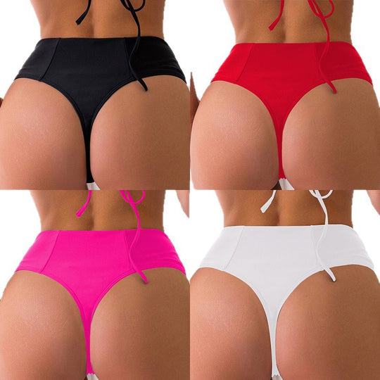 Damen Hoch geschnittene Bikini-Hose mit figurformendem Schnitt und seitlichen Bindebändern EB