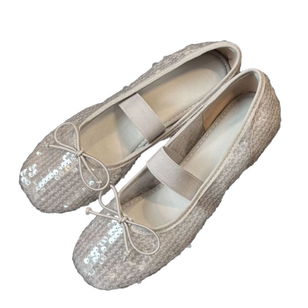 Damen elegante Ballettschuhe mit Pailletten EB