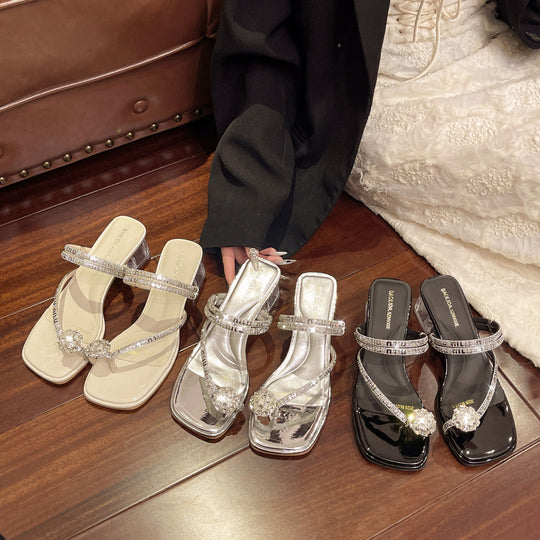 Damen Glamouröse Riemchen-Sandalen mit funkelndem Absatz EB