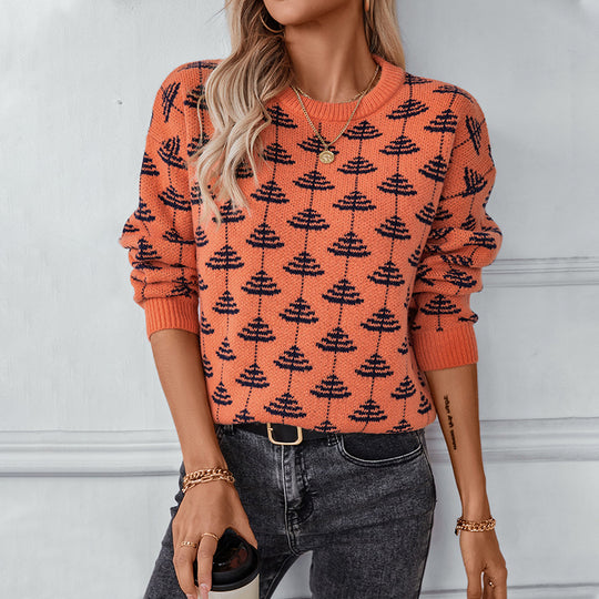 Damen Strickpullover mit verspieltem Baumdesign und weichem Material EB