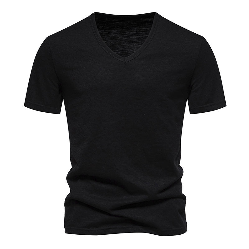 Herren V-Ausschnitt T-Shirt aus atmungsaktiver Baumwolle mit komfortablem Sitz EB