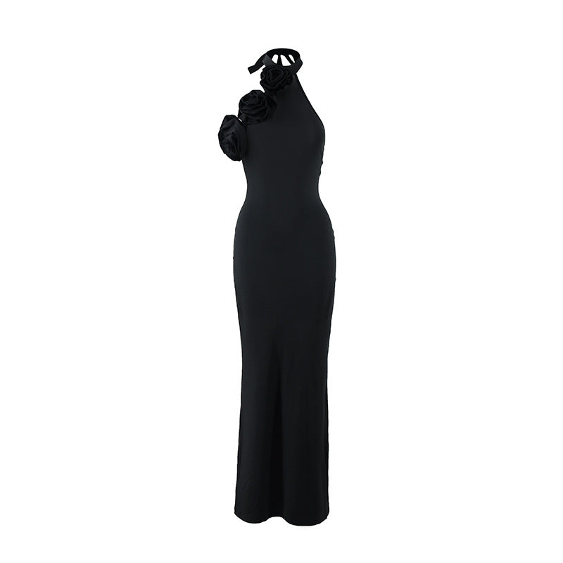 Damen Elegantes Abendkleid mit floralem Schulterdesign und figurbetontem Schnitt EB