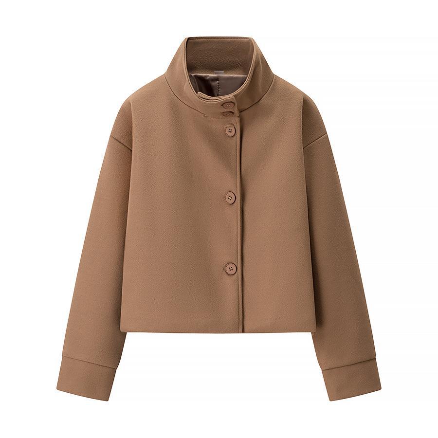 Damen elegante Kurzjacke mit Stehkragen und modischen Knopfdetails EB