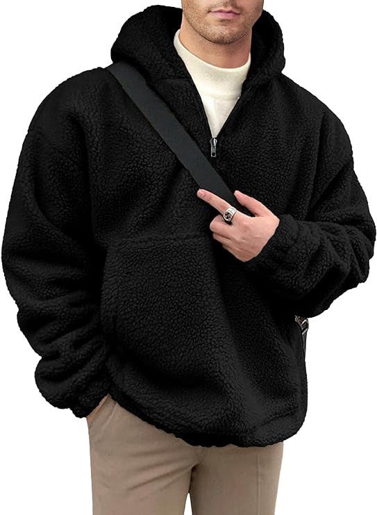 Herren kuscheliger Fleece-Pullover mit halbem Reißverschluss EB