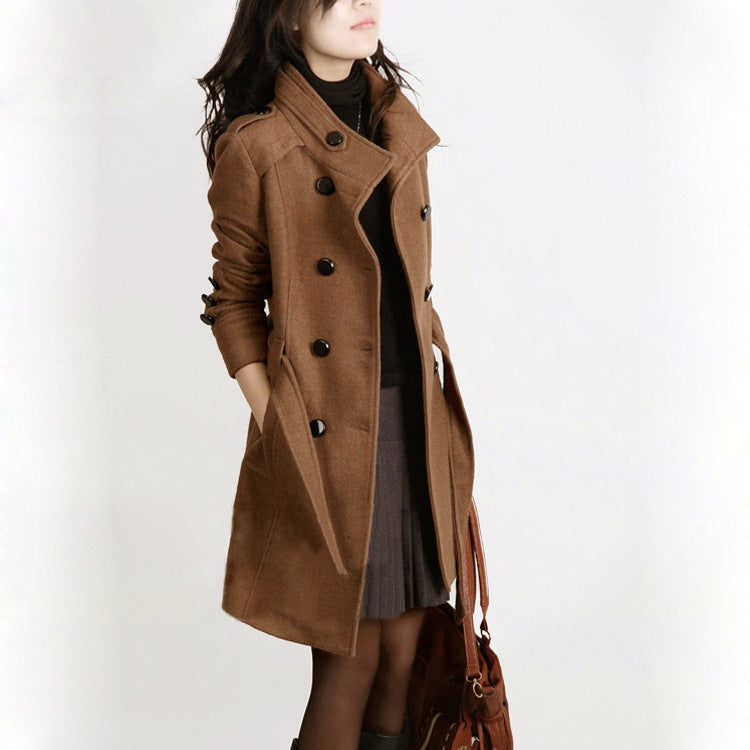 EB | Trenchcoat - Wollmix - Doppelreiher - Mit Gürtel - Eleganter langer Mantel