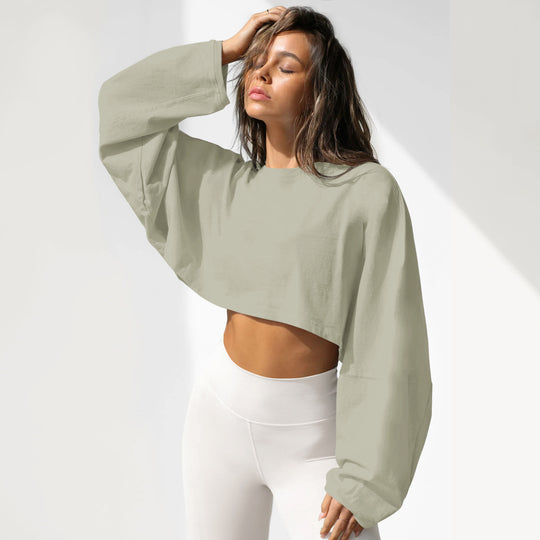 Damen lässiger Crop-Pullover EB