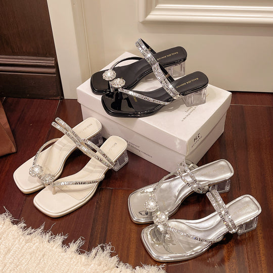 Damen Glamouröse Riemchen-Sandalen mit funkelndem Absatz EB
