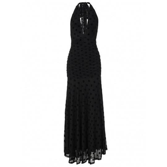 Damen Elegantes Maxikleid mit tiefem V-Ausschnitt und raffinierten Rüschendetails EB