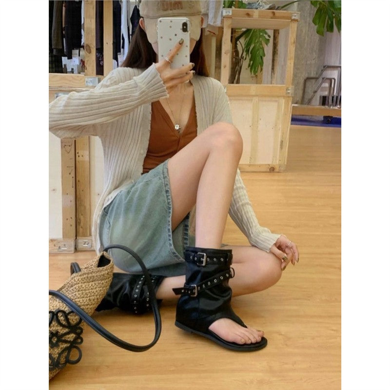 Damen offene Sandalen mit modischen Schnallen EB