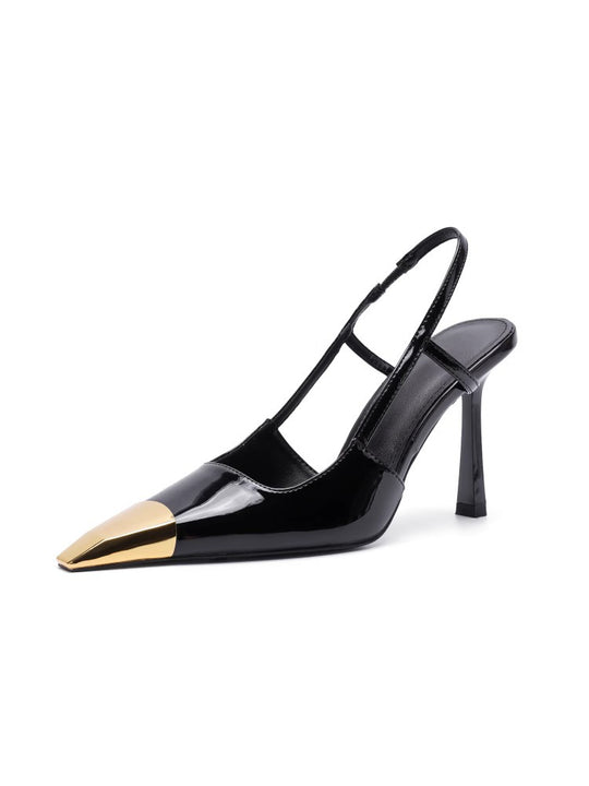 Damen Slingback-Pumps mit markantem Leopardenmuster und goldenem Zehenbereich EB