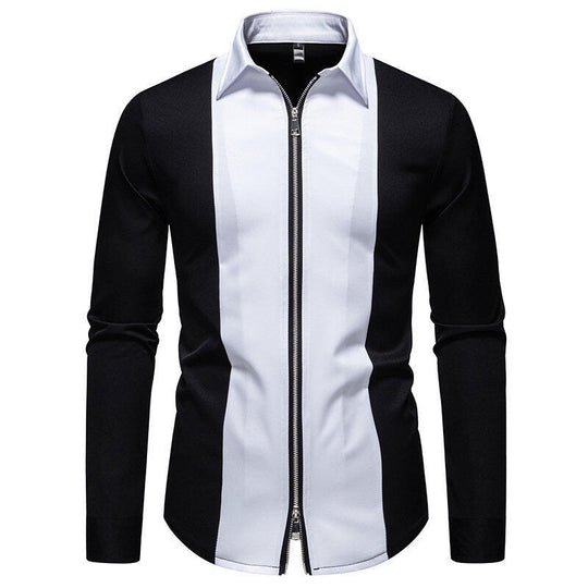 Herren Sportliches Langarmshirt mit modernem Reißverschluss und kontrastierenden Farben EB