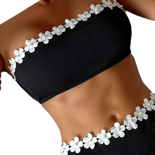 Damen Bandeau-Bikini mit floralen Akzenten EB