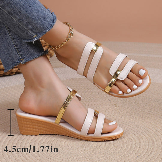 Damen Trendige und bequeme Keilsandalen mit verstellbaren Riemen EB