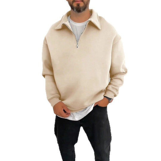 Herren nan Oversize Halbzip-Sweatshirt mit aufgestelltem Kragen EB
