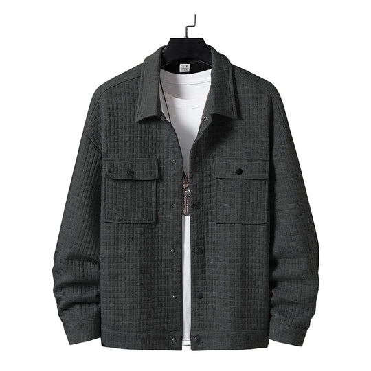 Herren nan gesteppte Overshirtjacke mit quadratischer Steppstruktur und aufgesetzten Brusttaschen EB
