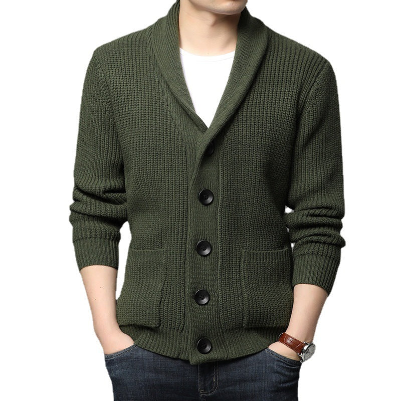 Herren Strickjacke mit Schalkragen und praktischen Taschen EB