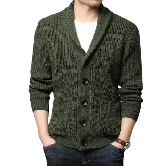 Herren Strickjacke mit Schalkragen und praktischen Taschen EB
