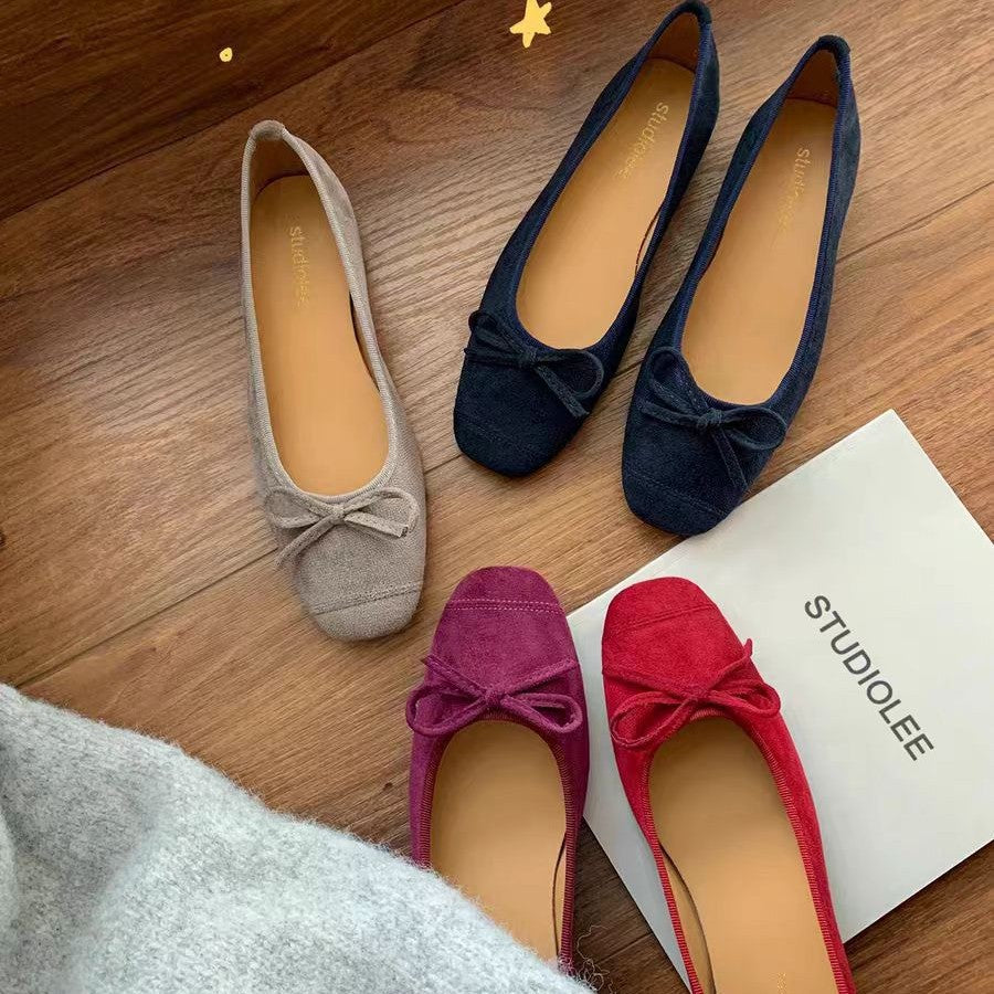 Damen Ballerinas mit runder Spitze und verspieltem Schleifendetail EB